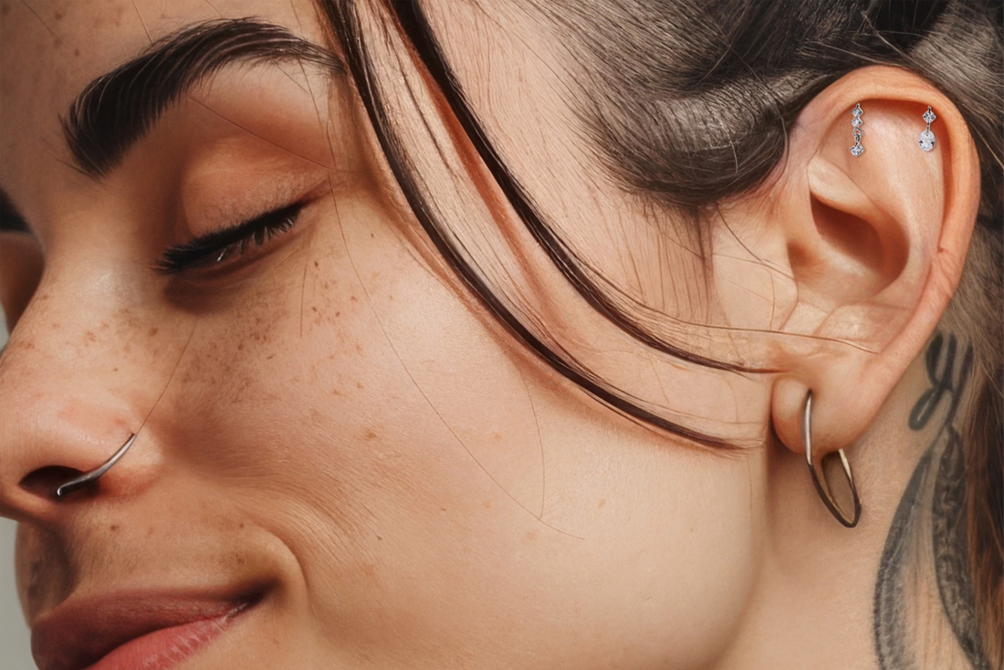 woman with hidden helix piercing