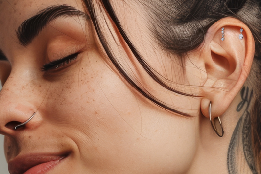 woman with hidden helix piercing