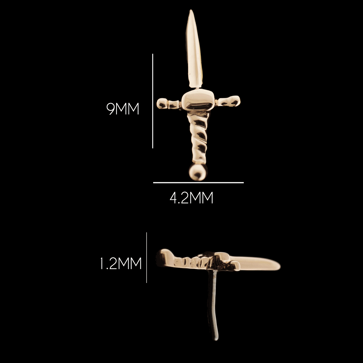 Siren's Fang - 14KT Gold Threadless End - Pierced Addiction