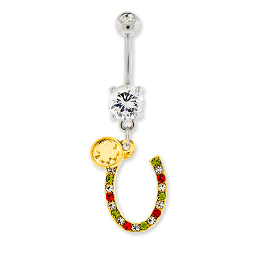 Irish Gem Horseshoe Navel Ring