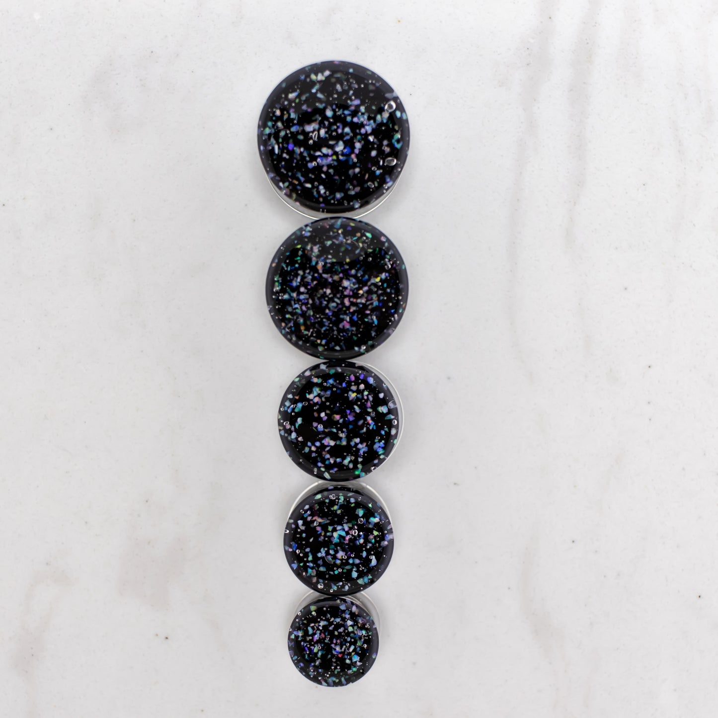 Crushed Opal Borosilicate Glass Double Flare Plugs - Pierced Addiction