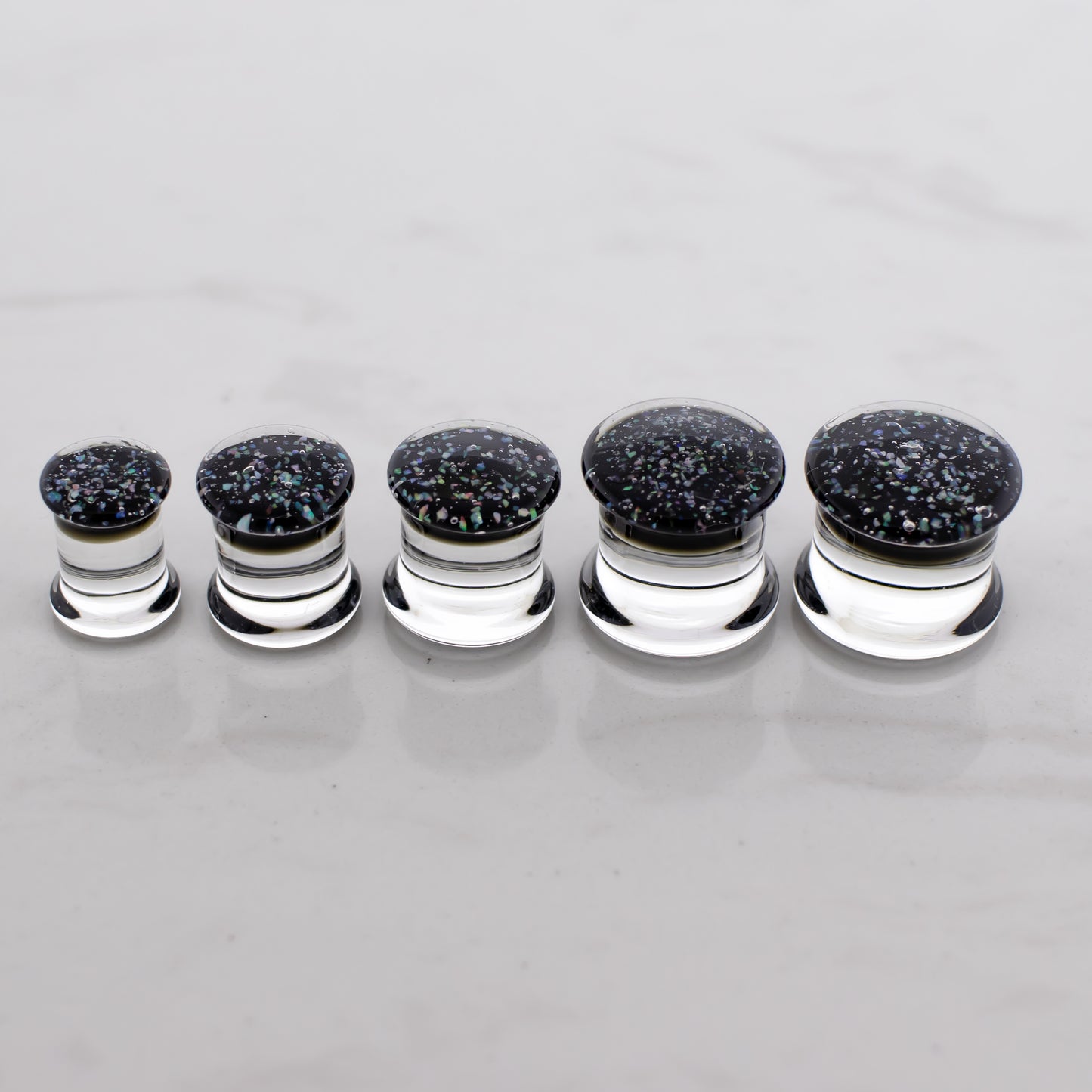 Crushed Opal Borosilicate Glass Double Flare Plugs - Pierced Addiction