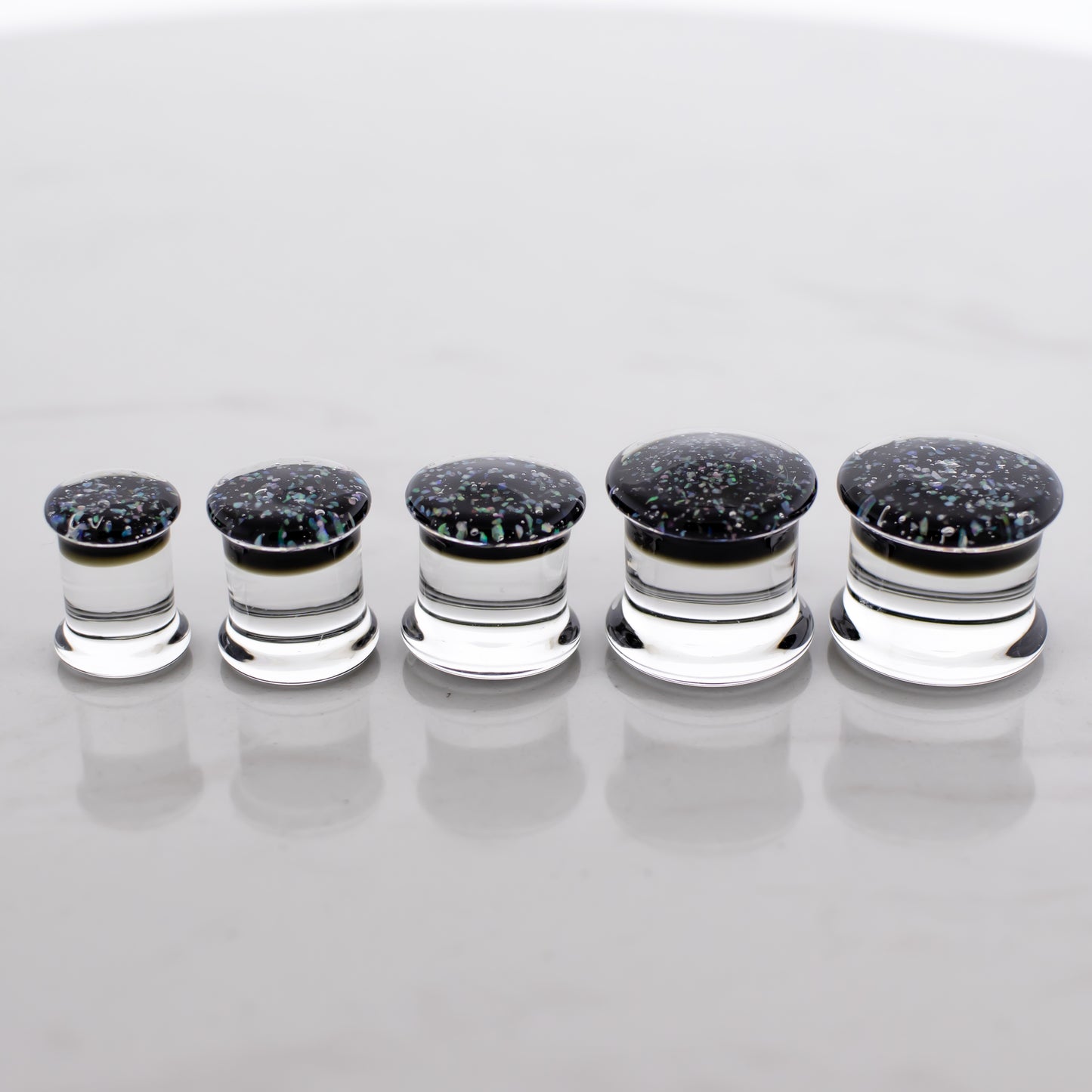Crushed Opal Borosilicate Glass Double Flare Plugs - Pierced Addiction
