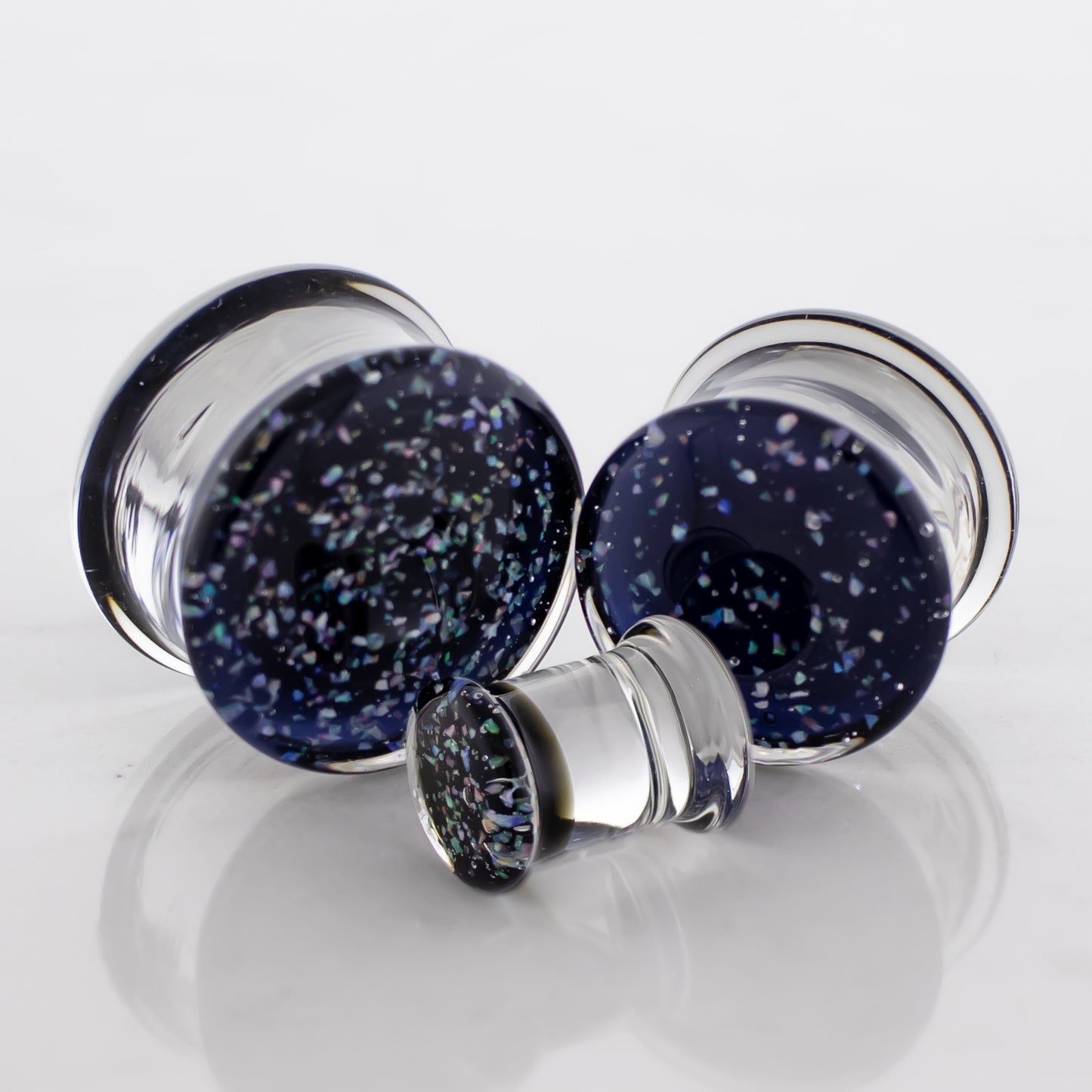Crushed Opal Borosilicate Glass Double Flare Plugs - Pierced Addiction