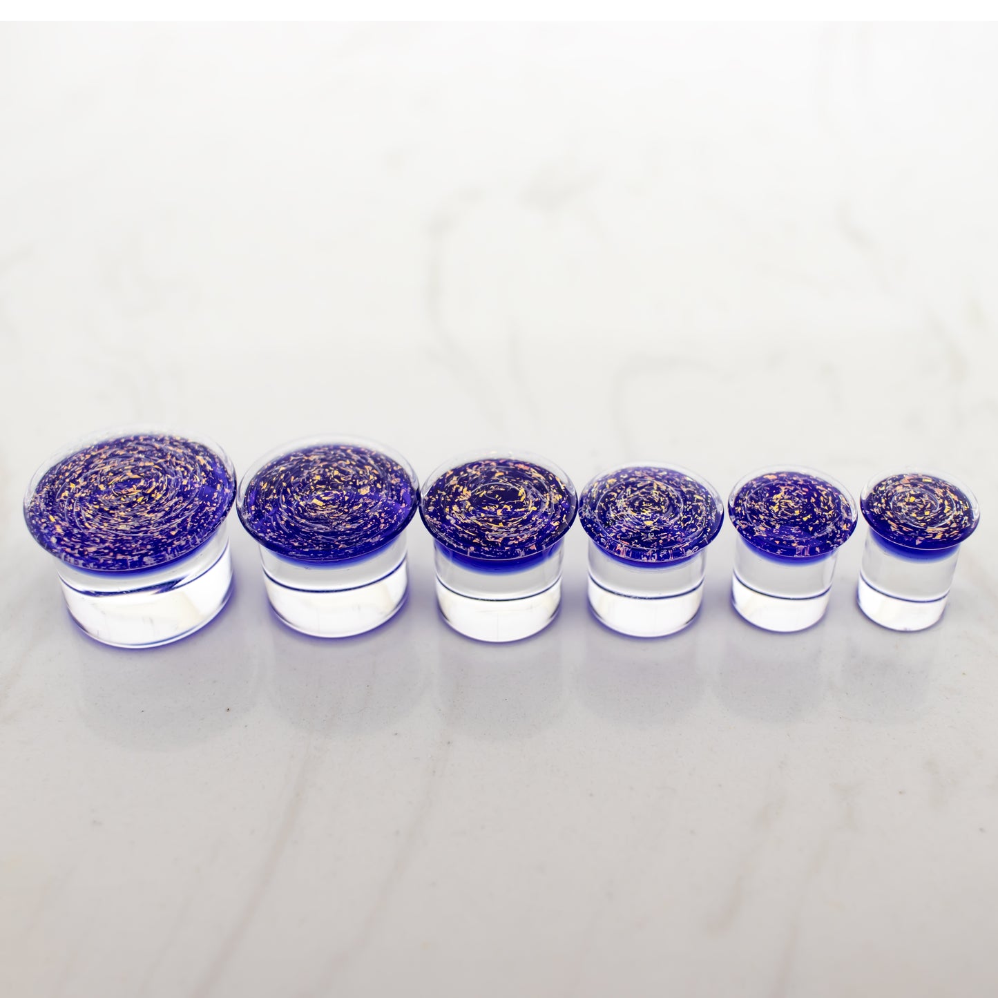 Candy Apple Red Over Blue Dichroic Glass Single Flare Plugs - Pierced Addiction