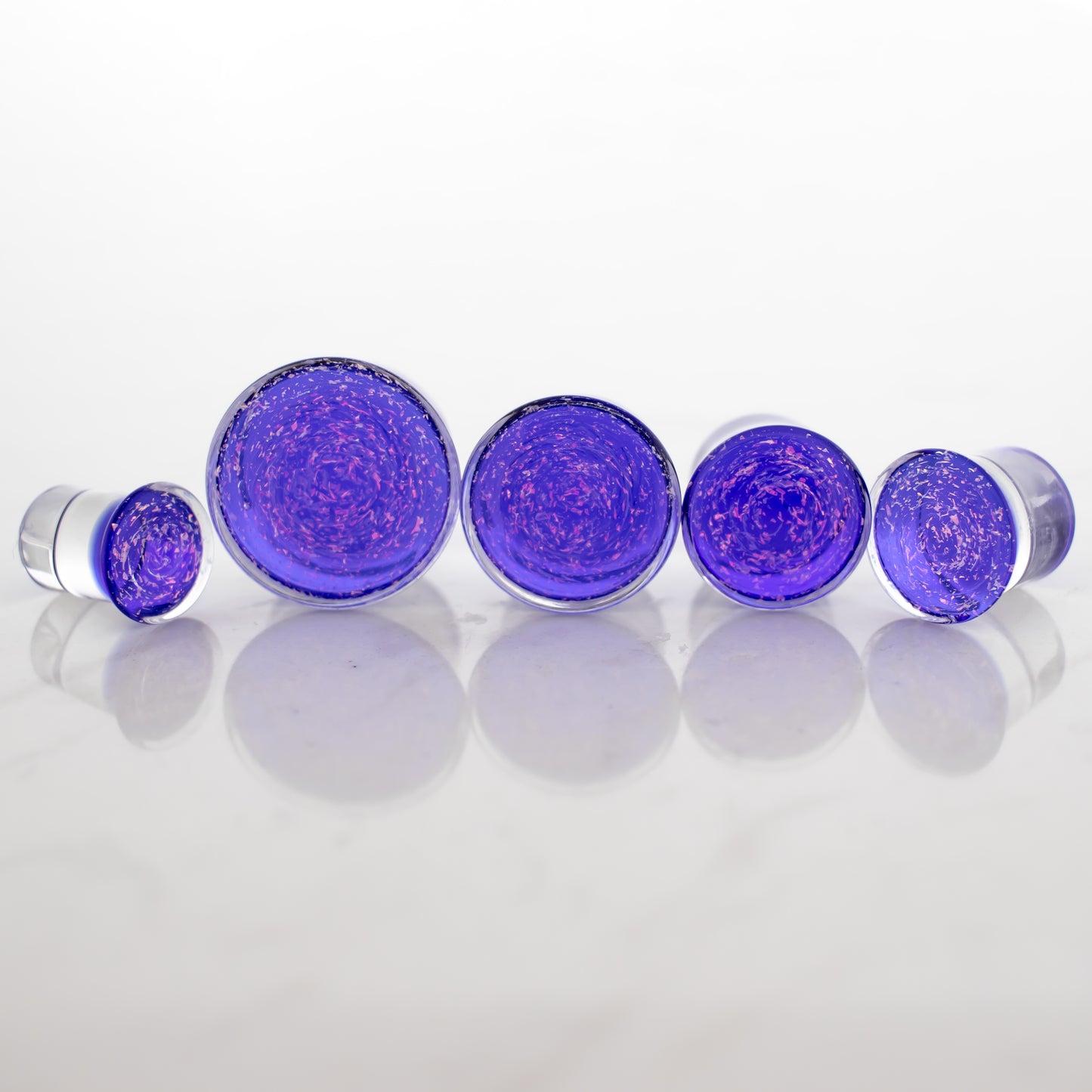Candy Apple Red Over Blue Dichroic Glass Single Flare Plugs - Pierced Addiction