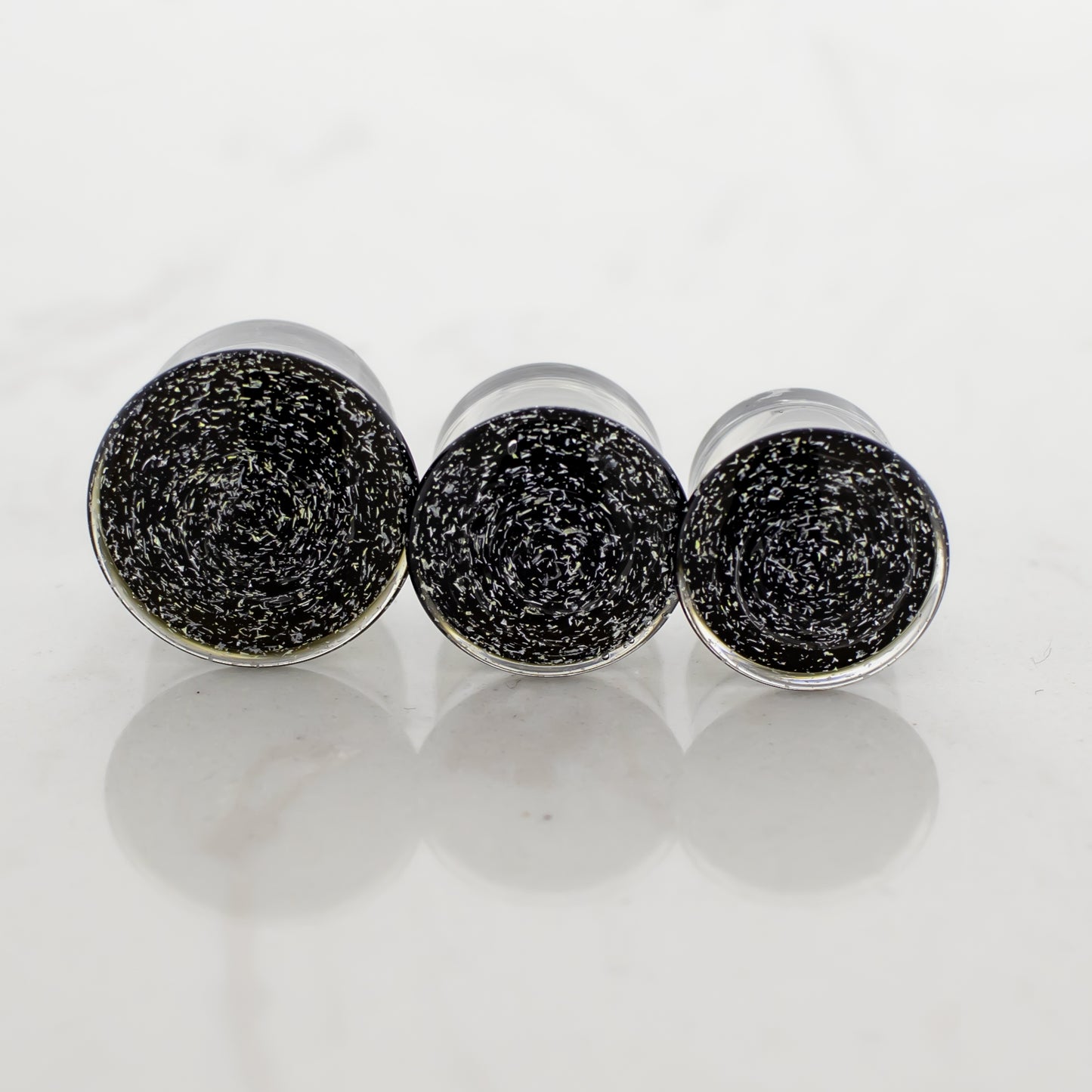 Double Flare Glass plug- Dichro Silver and Black - Pierced Addiction