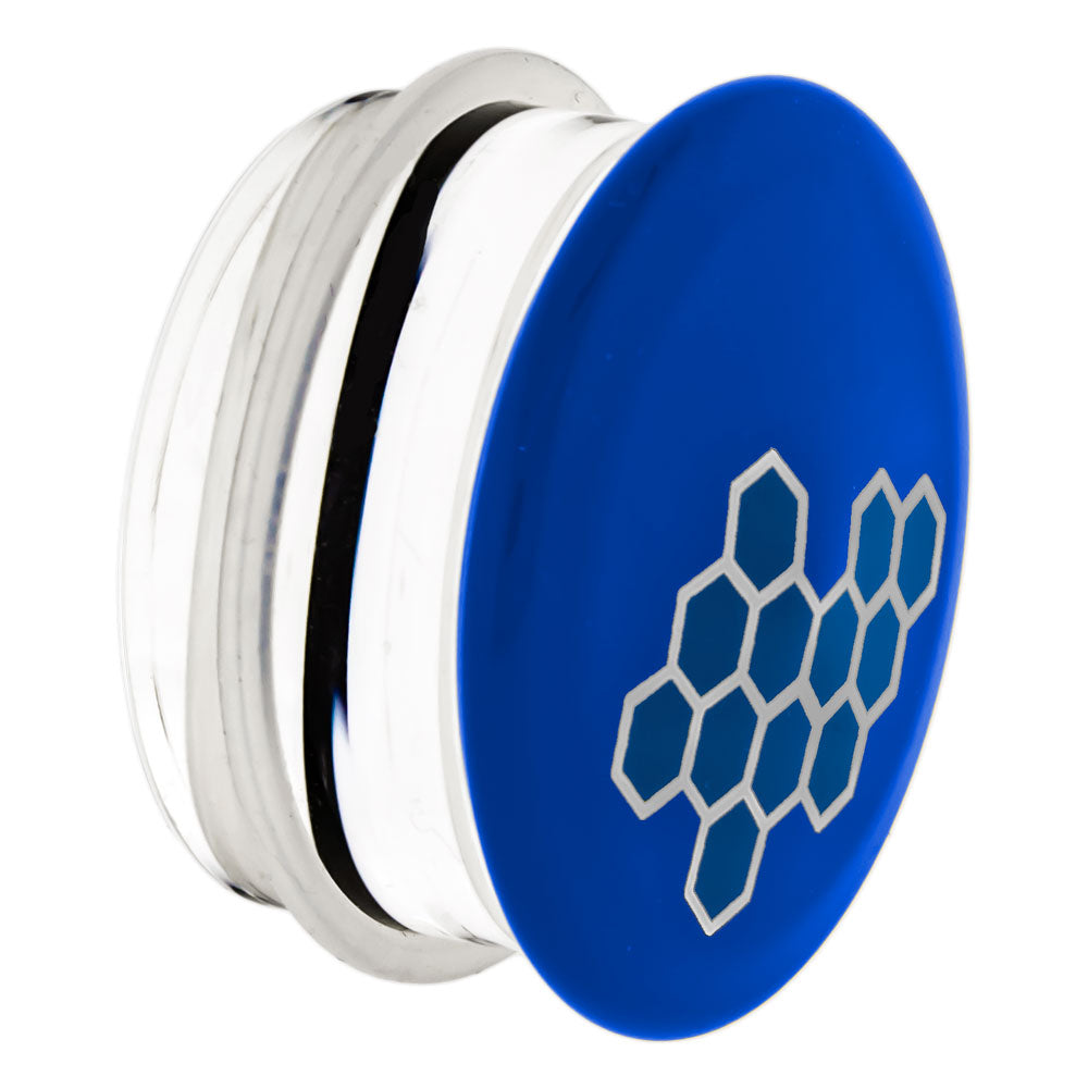 Single Flare Blue Glass Plug w/ Silver Honeycomb Decal – 00G–1" - Pierced Addiction