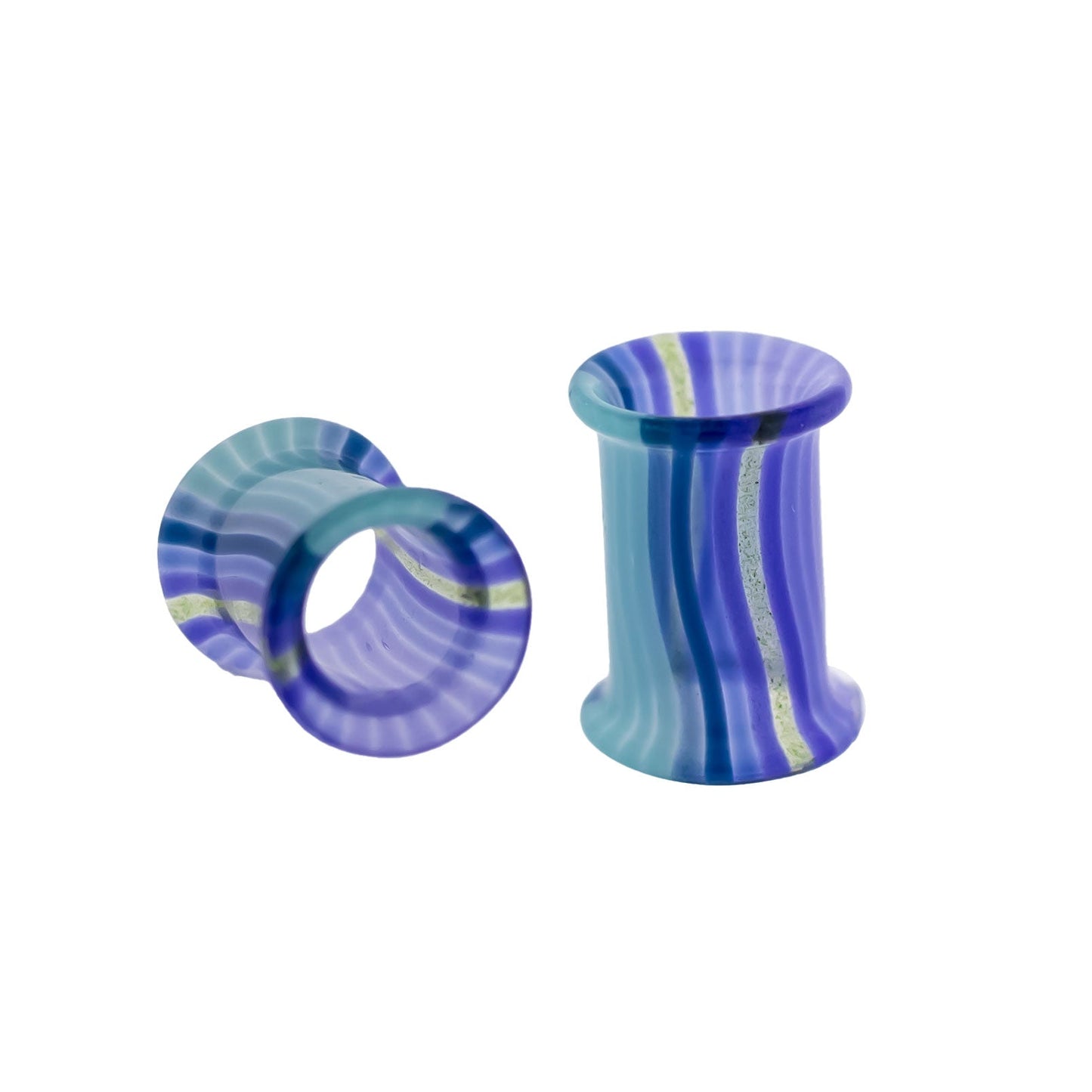 Pair Glass Double Flare Tunnels - Purple Waters - Pierced Addiction