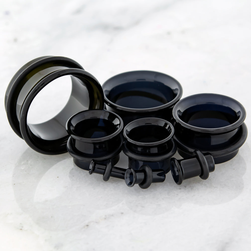 Pair Black Single Flare Tunnels - Pierced Addiction