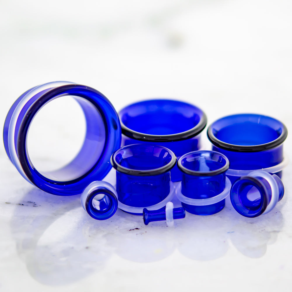 Pair Cobalt blue Single Flare Tunnels