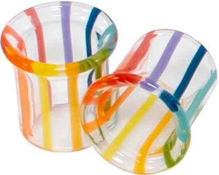 Pair Over the Rainbow Borosilicate Glass Single Flare Tunnel