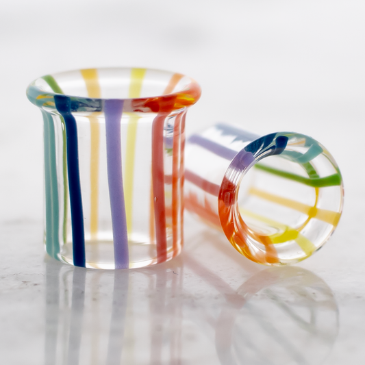 Pair Over The Rainbow Borosilicate Glass Single Flare Tunnel - Pierced Addiction