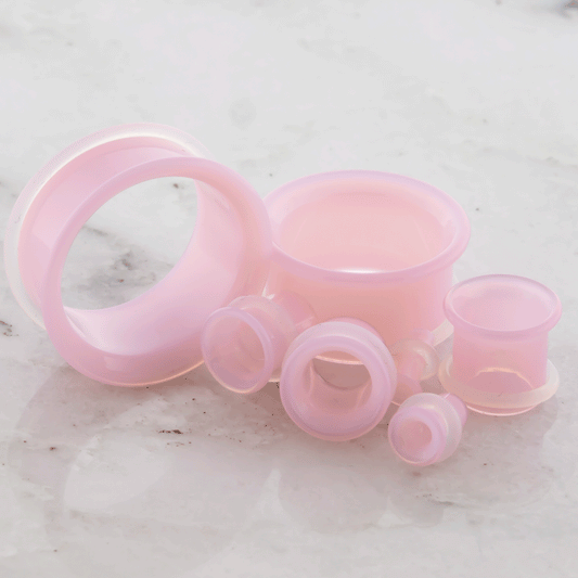 Pair Single Flare Pink Slyme Tunnels - Pierced Addiction
