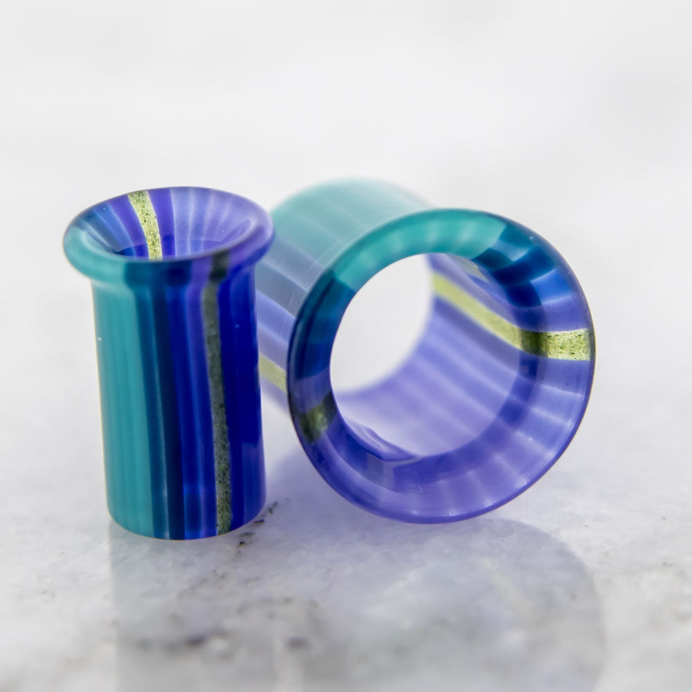 Pair Purple Water Borosilicate Glass Single Flare Tunnel - Pierced Addiction
