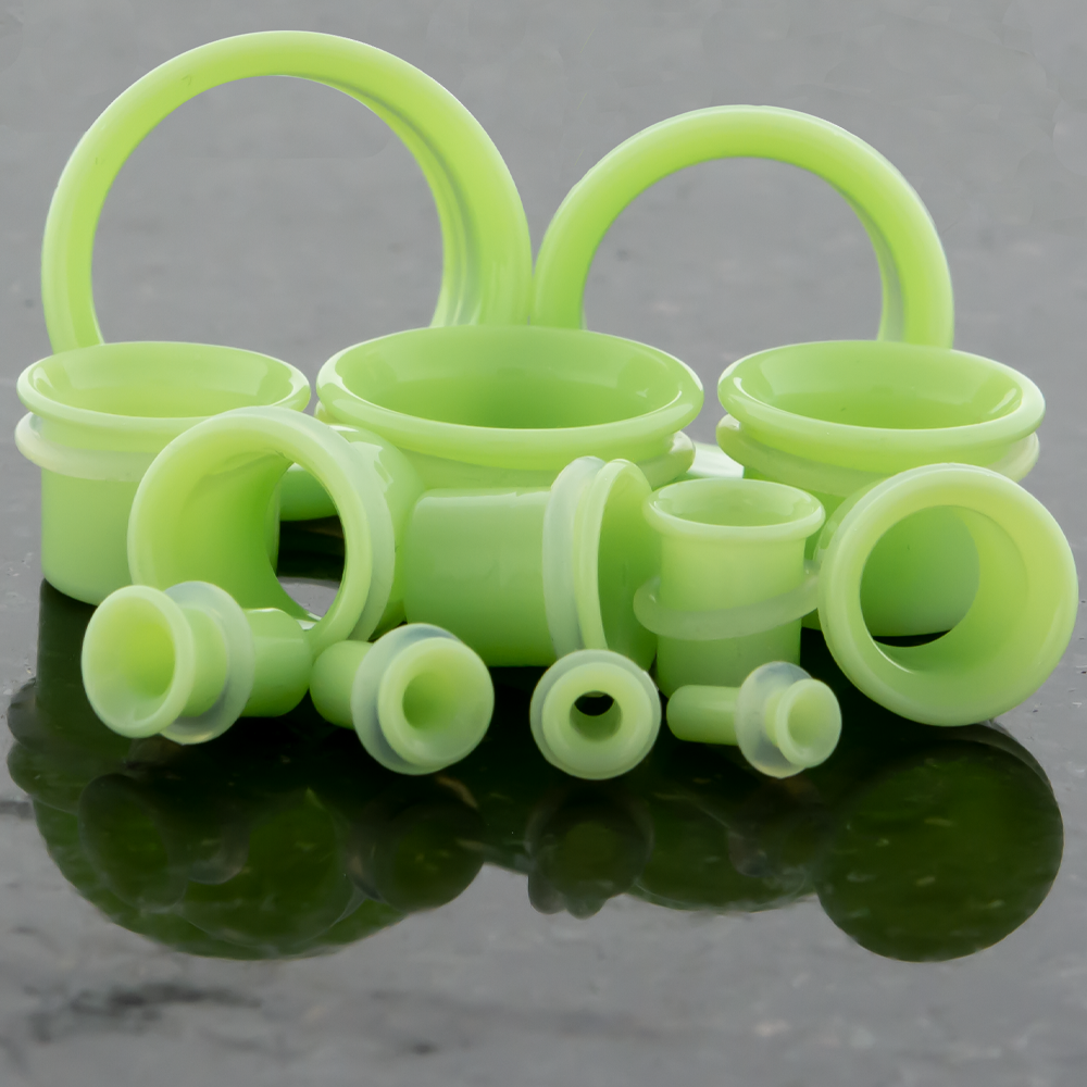 Pair Green Slyme Single Flare Tunnels - Pierced Addiction
