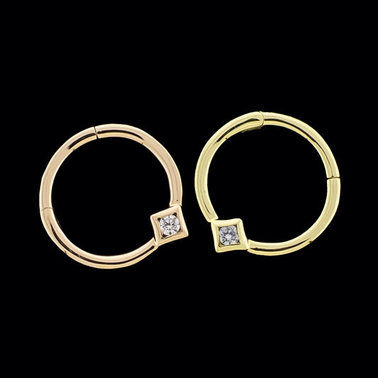14kt Gold Hinged Ring - Diamond Accent - Pierced Addiction