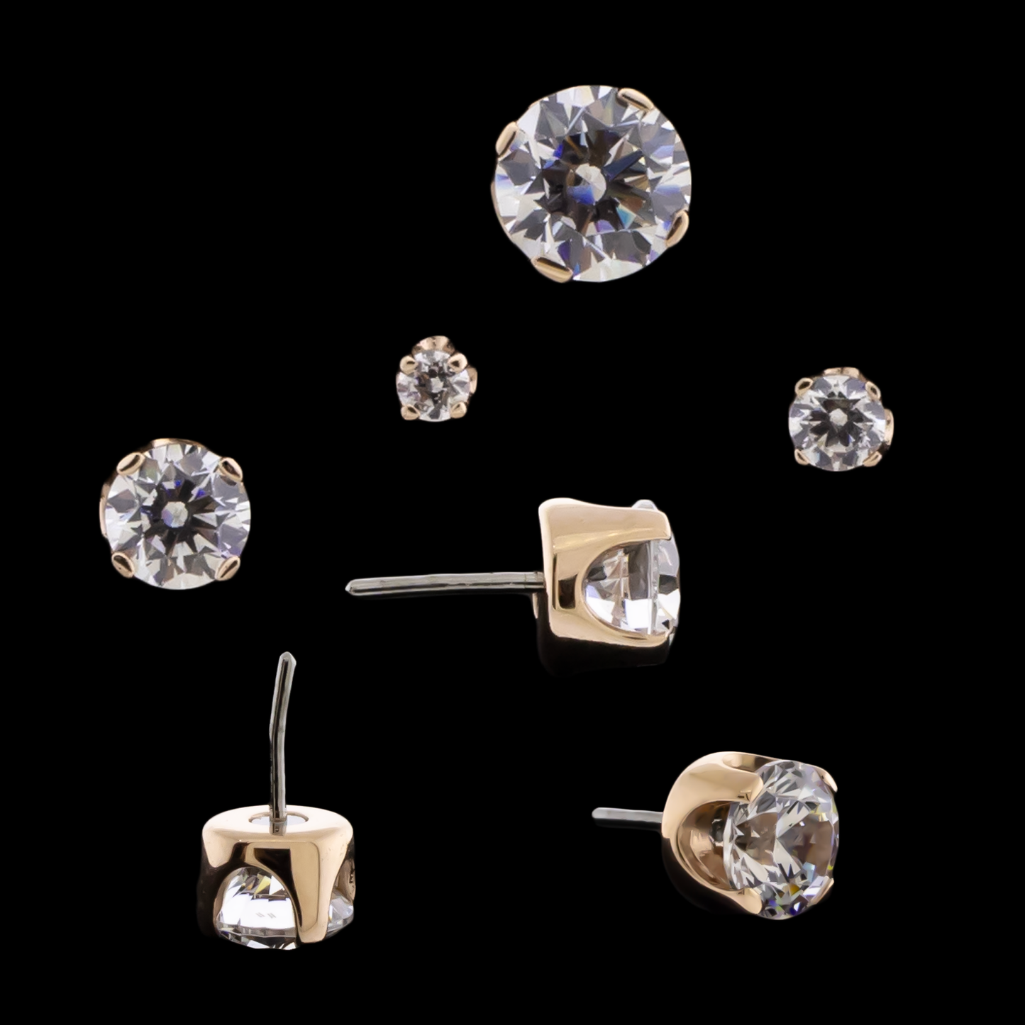 Zarela – 14kt Gold Flat Back Prong-Set Zirconia - Pierced Addiction
