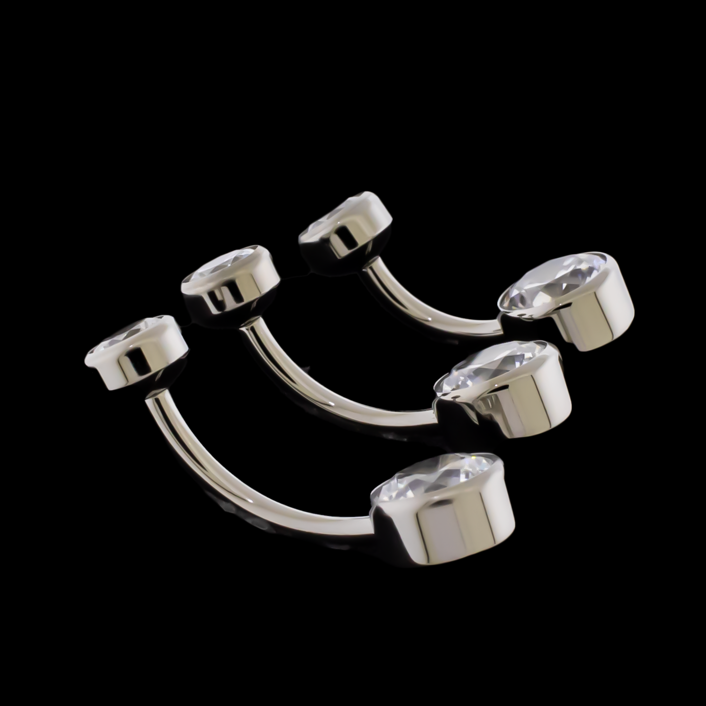 14G Titanium Internally Threaded Flat Set Double Gem - Pierced Addiction