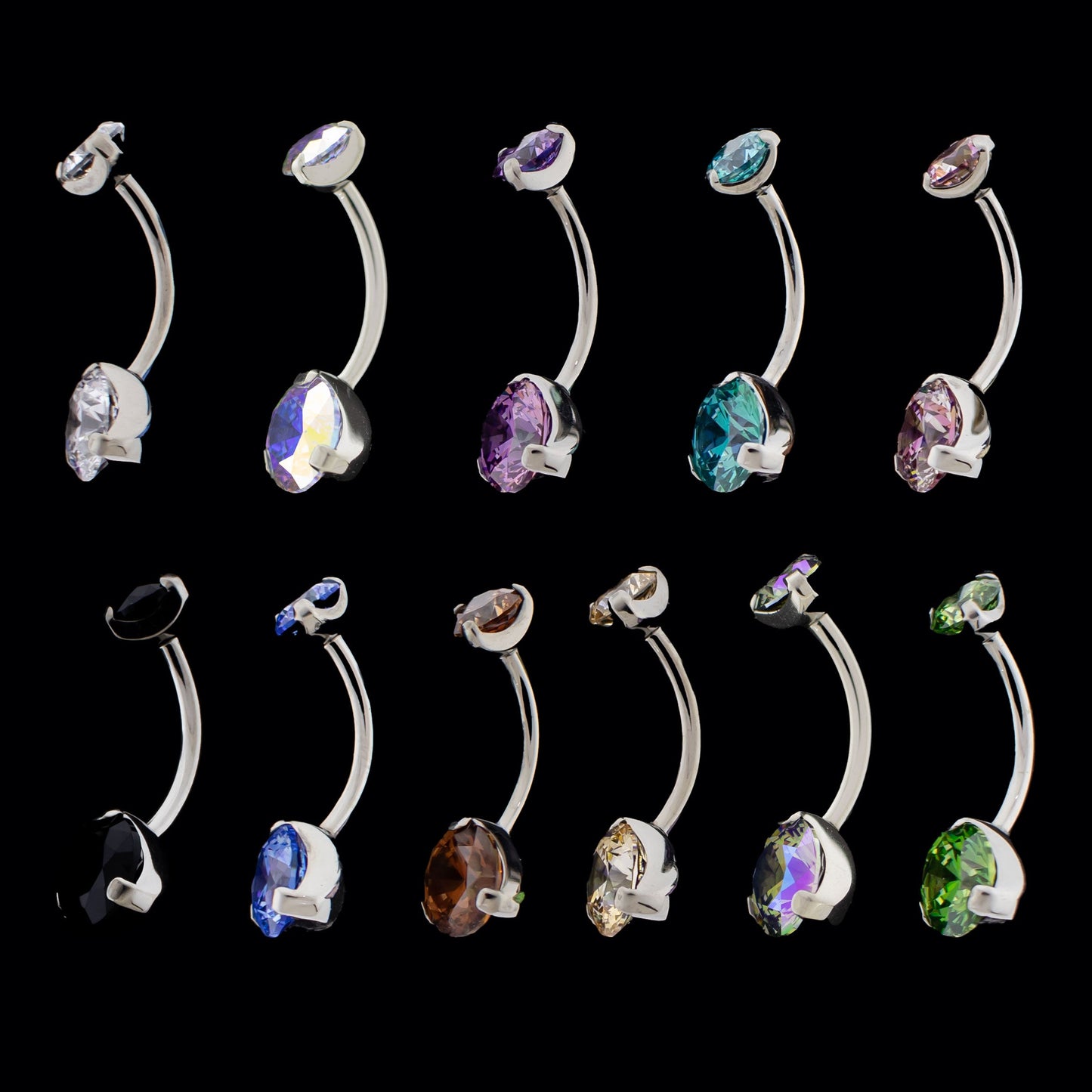 Prong Set Premium Zirconia Navel Ring - Pierced Addiction