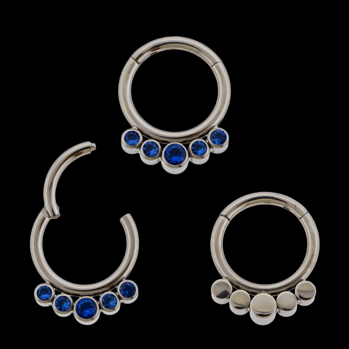 Imperia - 16G Five Gem Titanium Hinged Ring- Sapphire