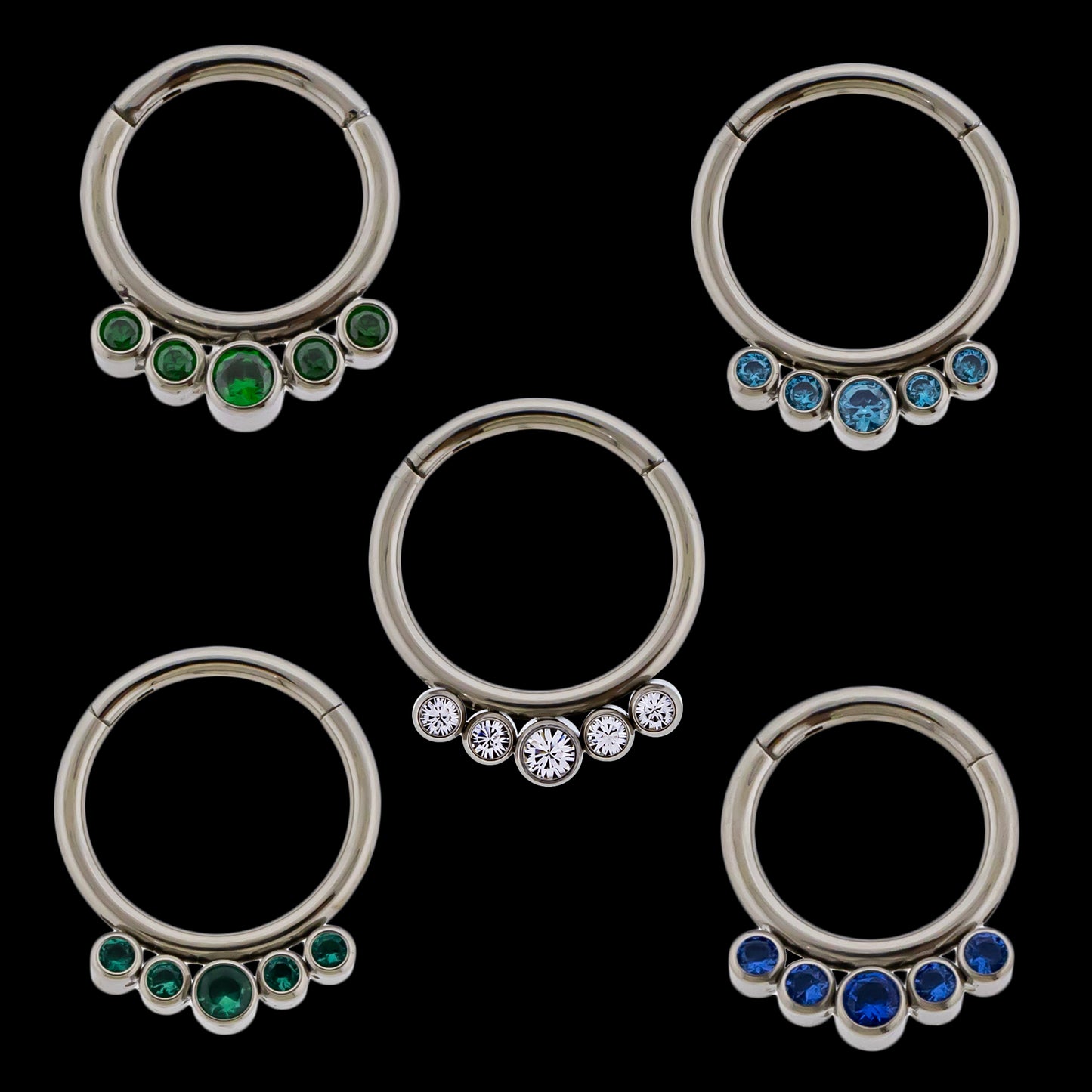 Imperia - 16G Five Gem Titanium Hinged Ring