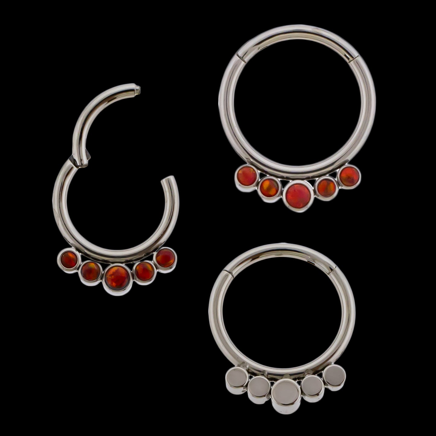 Bellagio - 16G Opal Titanium Hinged Ring- Red