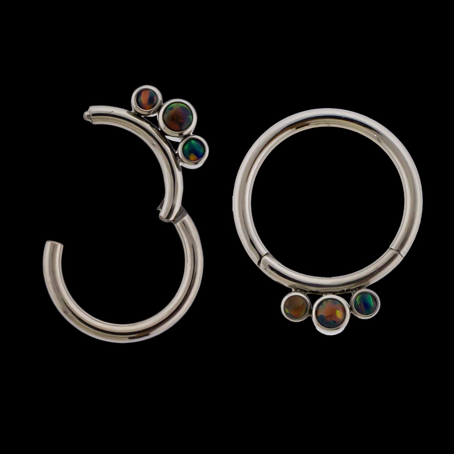 Astoria - 16G Opal Titanium Hinged Ring- Black