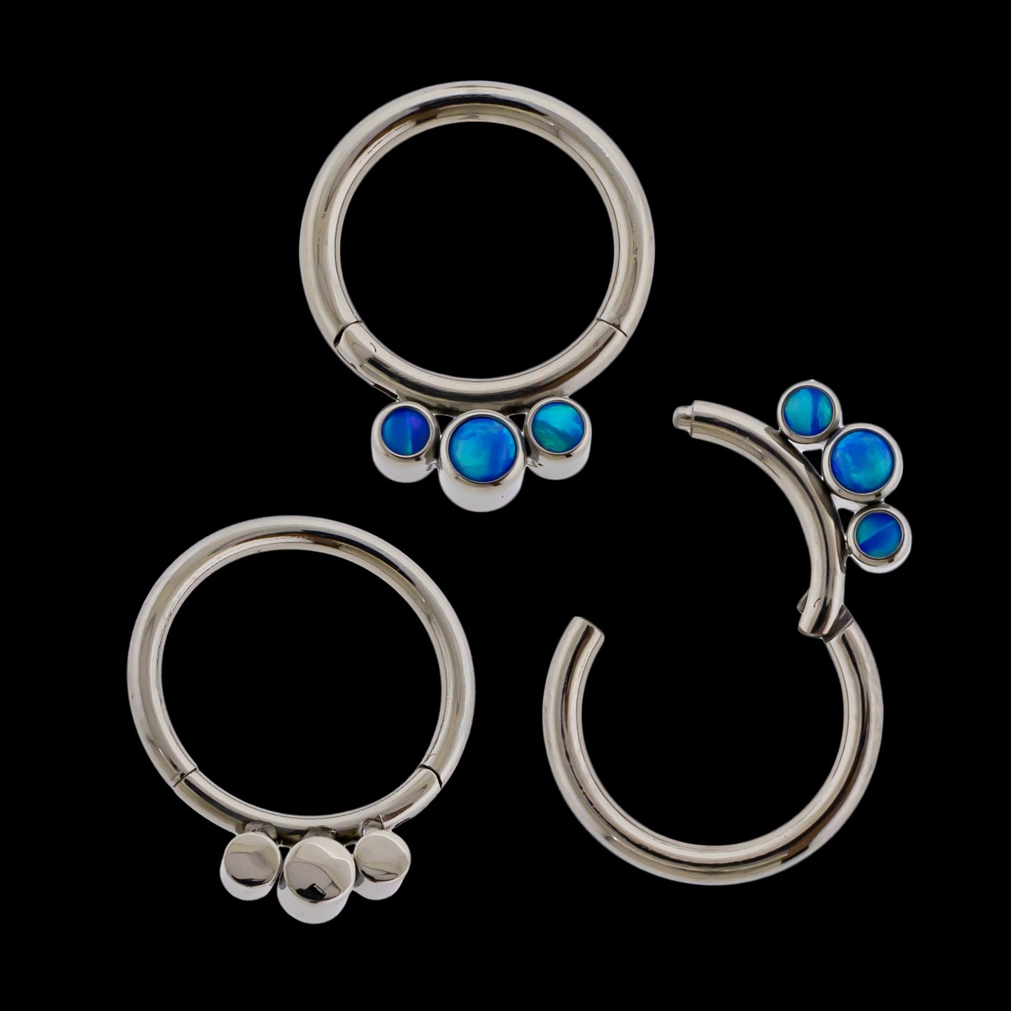 Astoria - 16G Opal Titanium Hinged Ring- Blue