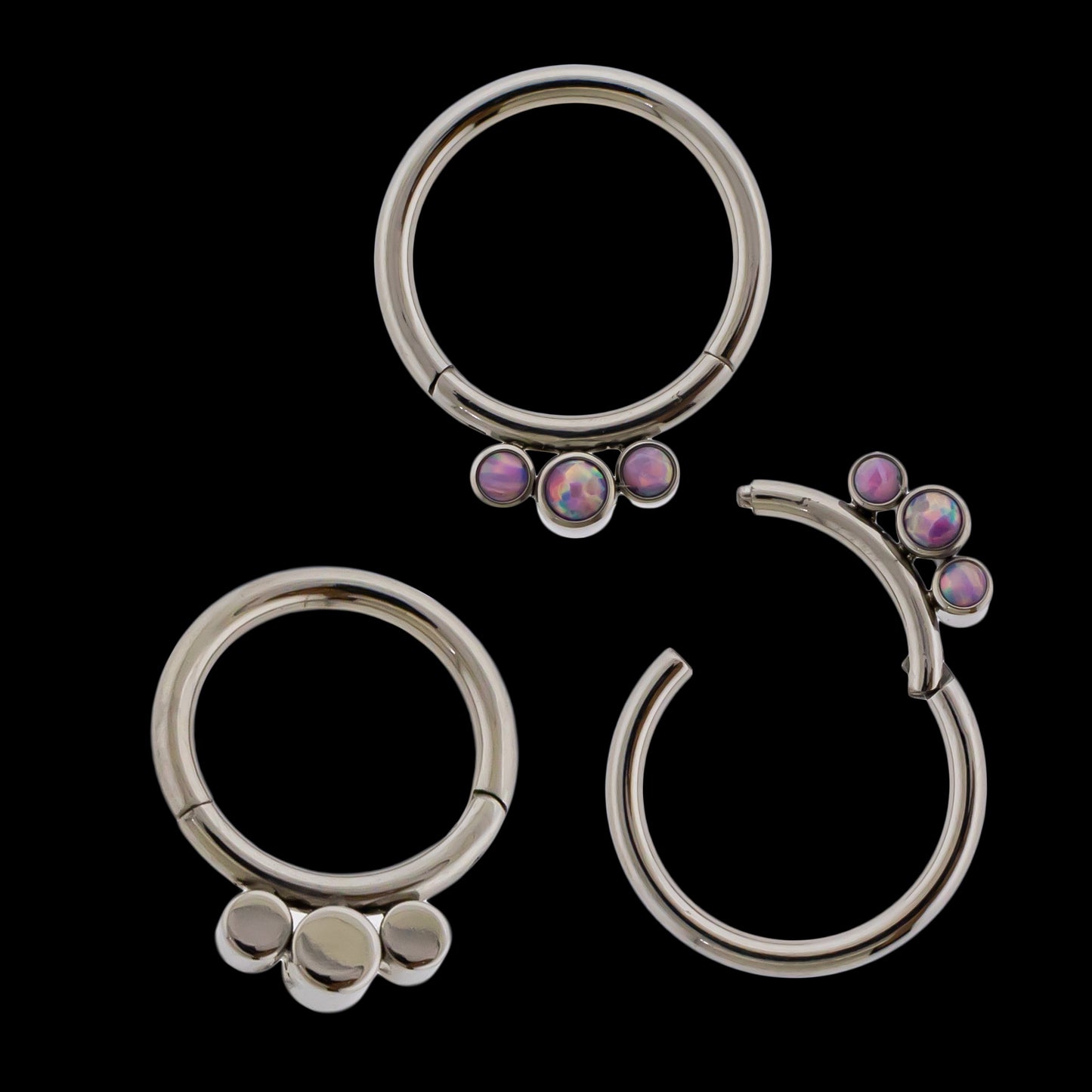 Astoria - 16G Opal Titanium Hinged Ring- Light Purple