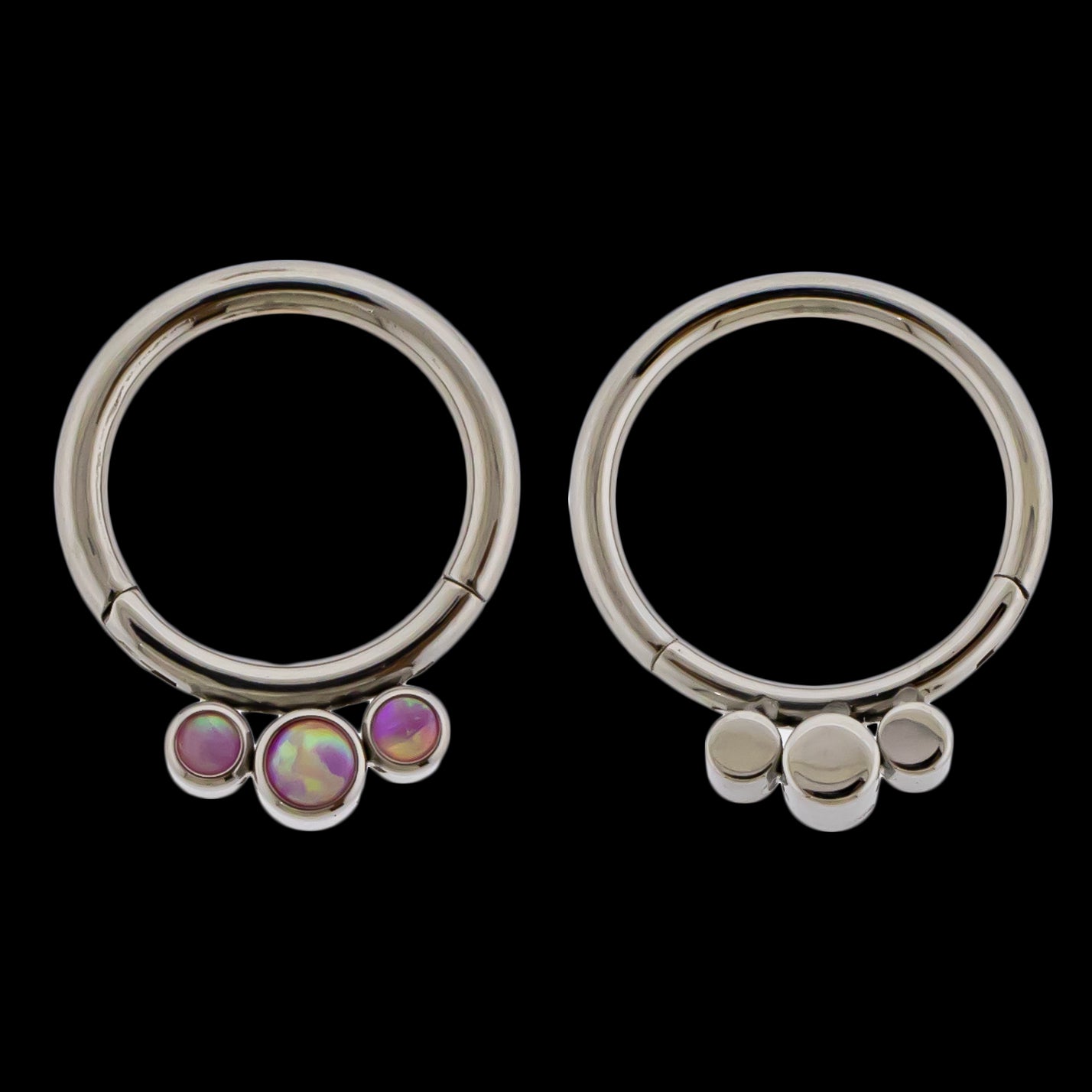 Astoria - 16G Opal Titanium Hinged Ring- Pink