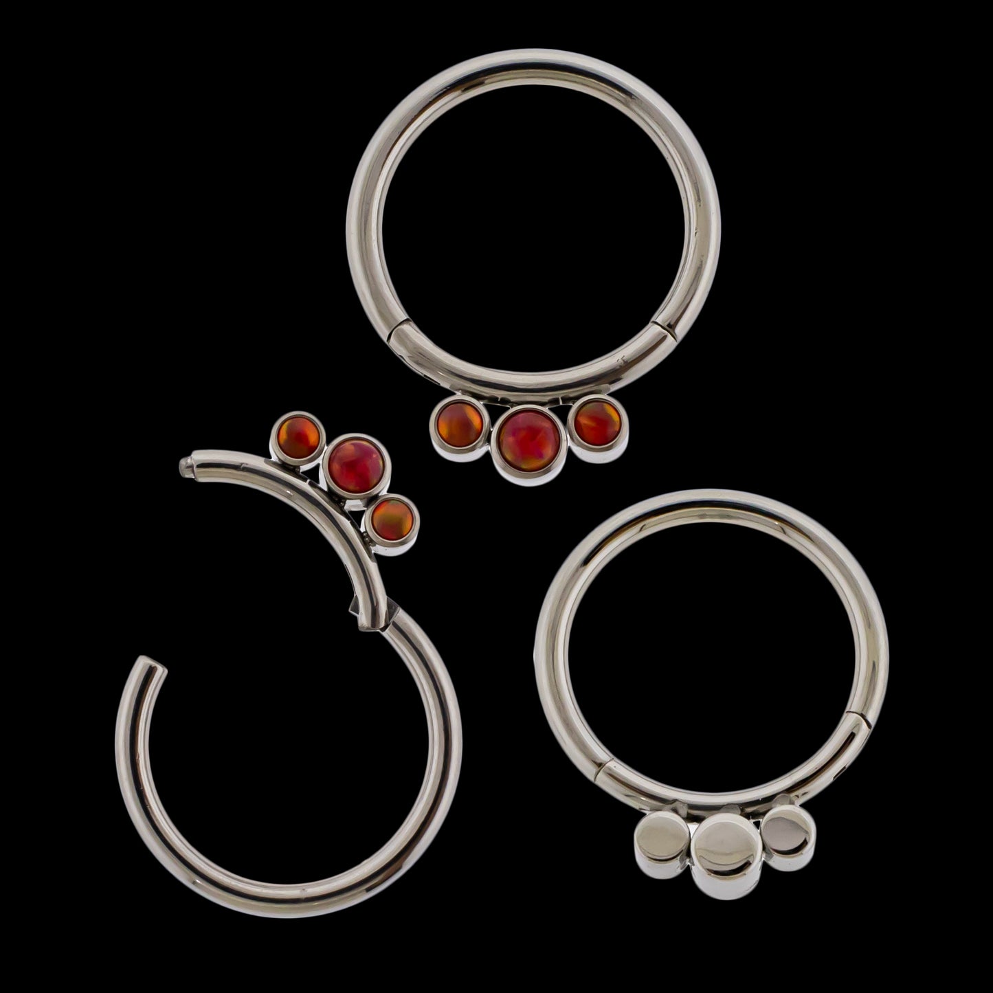 Astoria - 16G Opal Titanium Hinged Ring- Red