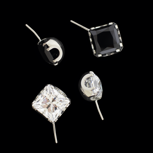 Axel- Square Front Facing Prong Set Low Profile End - Khrysos Jewelry