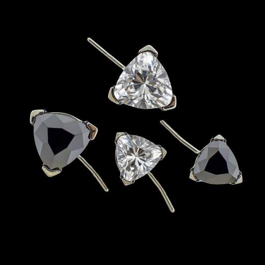 Cairo- Trillion Front Facing Prong Set Low Profile End - Khrysos Jewelry