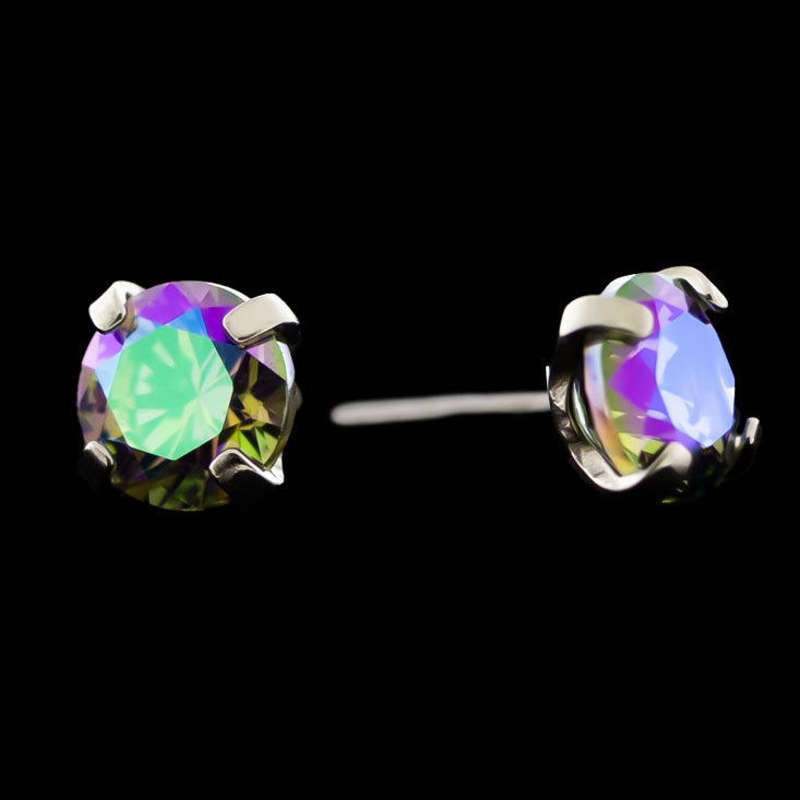 Prong Set Round Cut Premium Zirconia Threadless End - Pierced Addiction