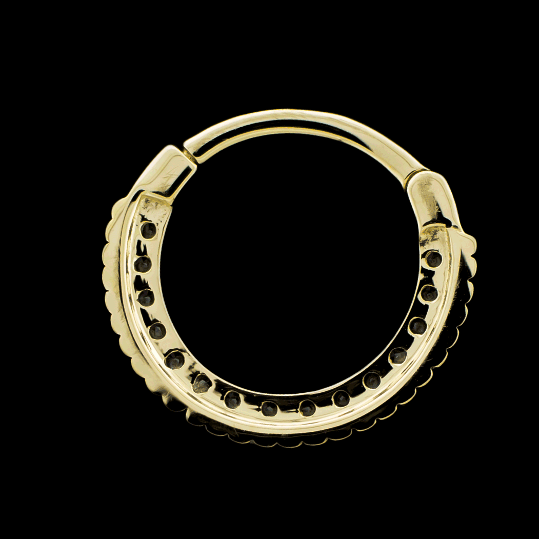 Alora - 14Kt Gold Hinged Ring - Beaded Cz's - Khrysos Jewelry