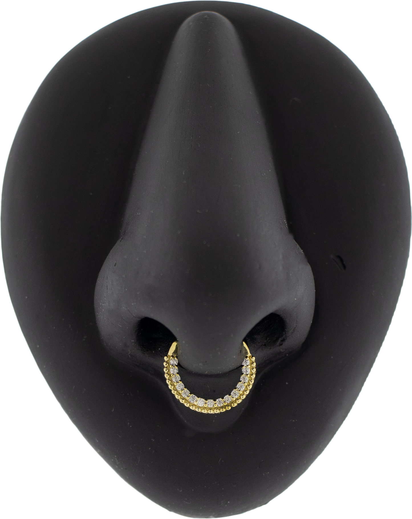 Alora - 14Kt Gold Hinged Ring - Beaded Cz's - Khrysos Jewelry