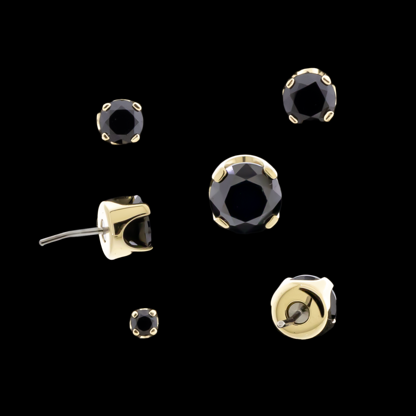 Zarela – 14kt Gold Flat Back Prong-Set Zirconia - Pierced Addiction