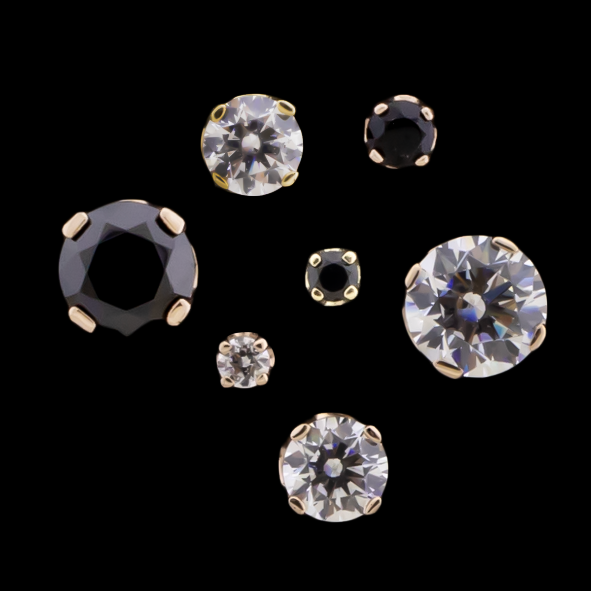 Zarela – 14kt Gold Flat Back Prong-Set Zirconia - Pierced Addiction