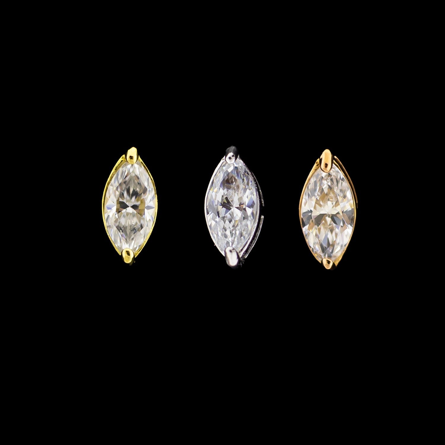 Rylee- 18Kt Gold Threadless End w/ Marquise Premium Zirconia