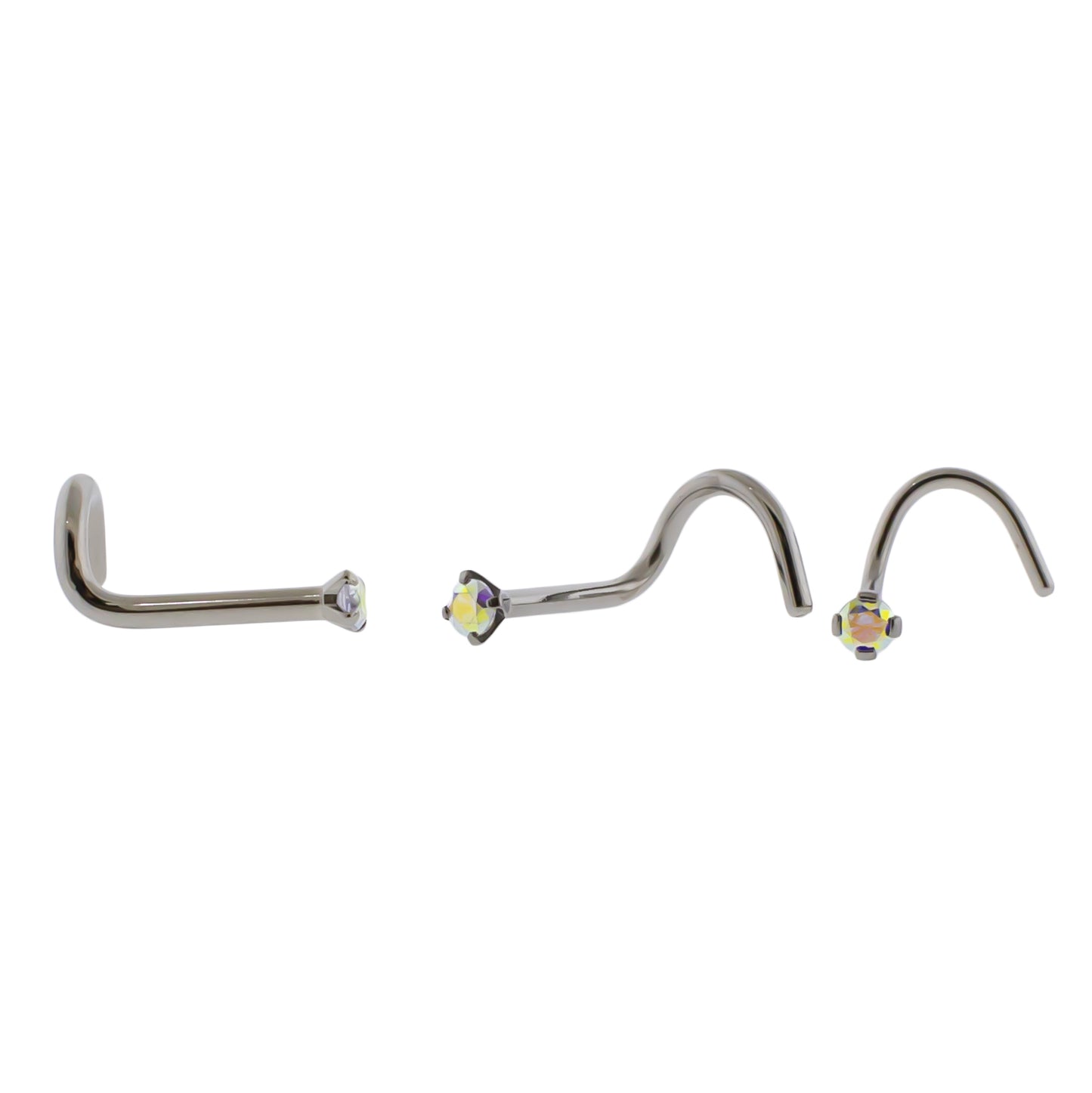Steel Prong Set Nose Screw With Premium Zirconia - Pierced Addiction