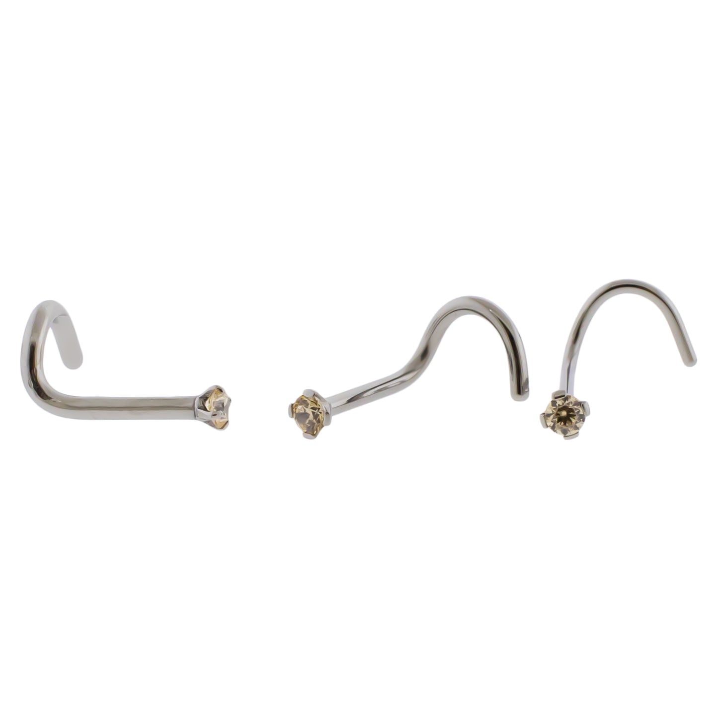 Steel Prong Set Nose Screw With Premium Zirconia - Pierced Addiction
