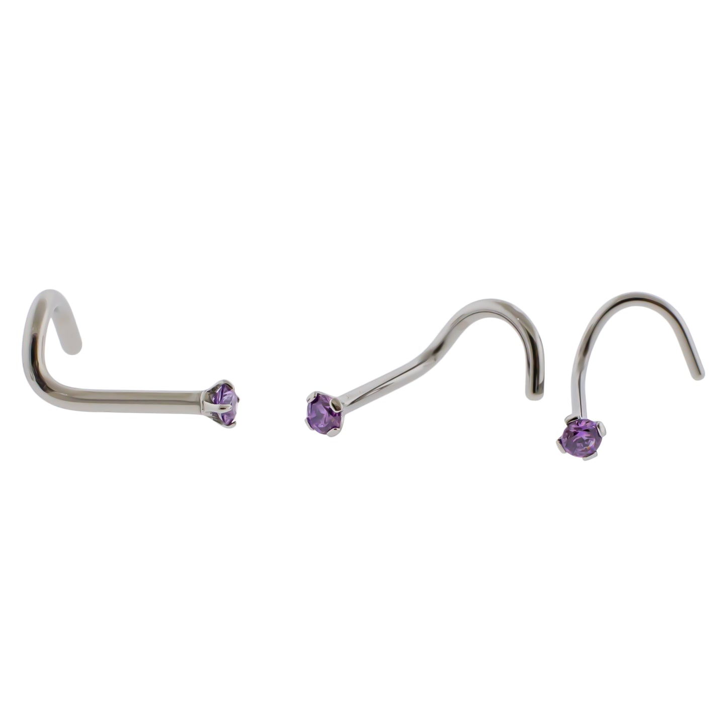 Steel Prong Set Nose Screw With Premium Zirconia - Pierced Addiction