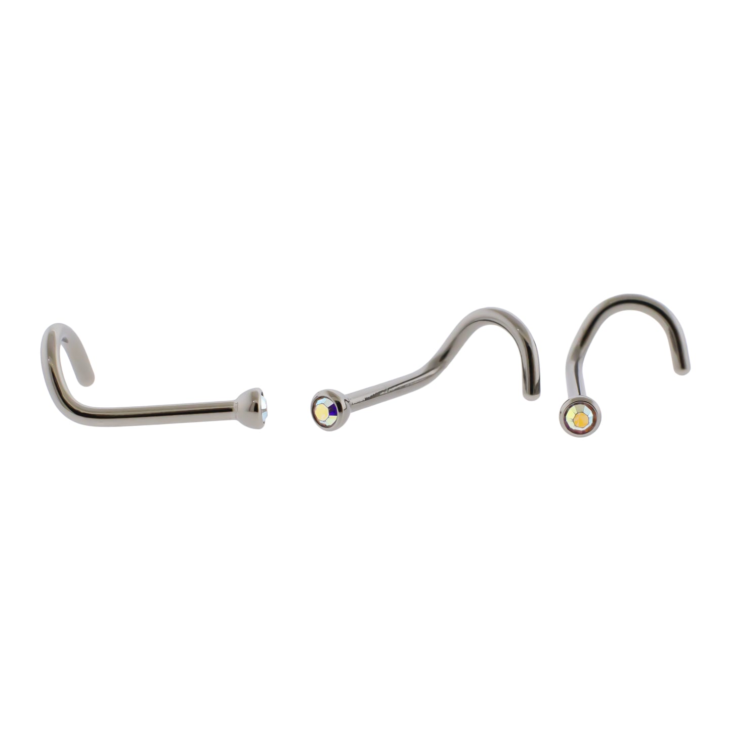Steel Bezel Set Nose Screw With Premium Crystals - Pierced Addiction