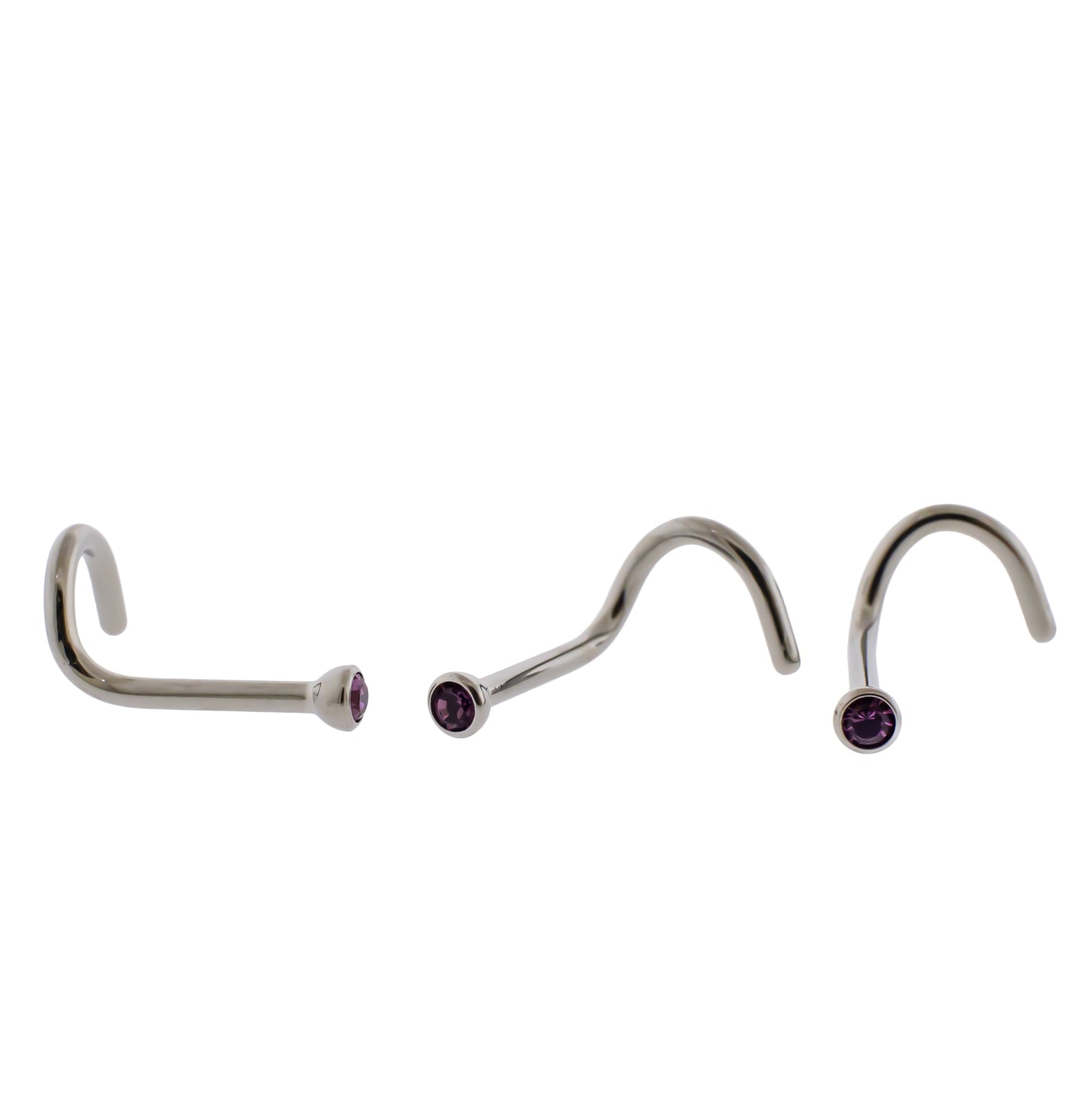 Steel Bezel Set Nose Screw With Premium Crystals - Pierced Addiction