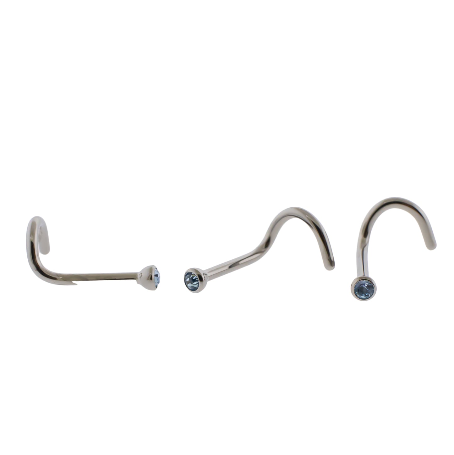 Steel Bezel Set Nose Screw With Premium Crystals - Pierced Addiction