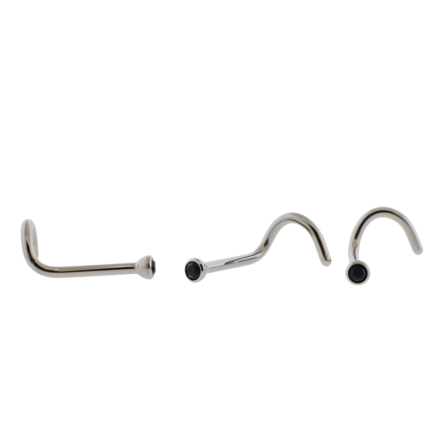 Steel Bezel Set Nose Screw With Premium Crystals - Pierced Addiction