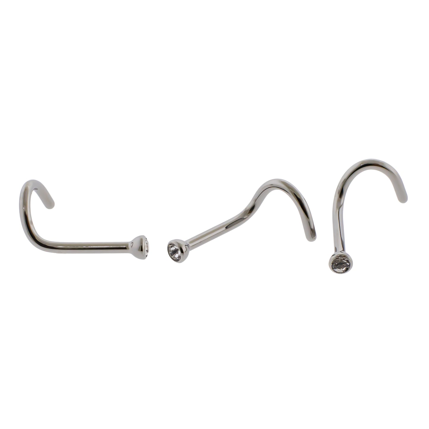 Steel Bezel Set Nose Screw With Premium Crystals - Pierced Addiction