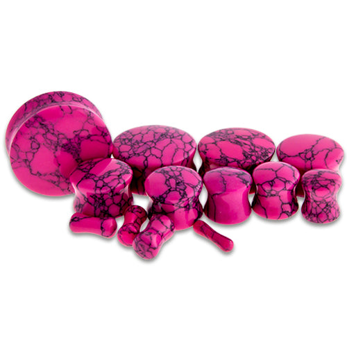 Pink Dyed Howlite Stone Plugs - Pierced Addiction