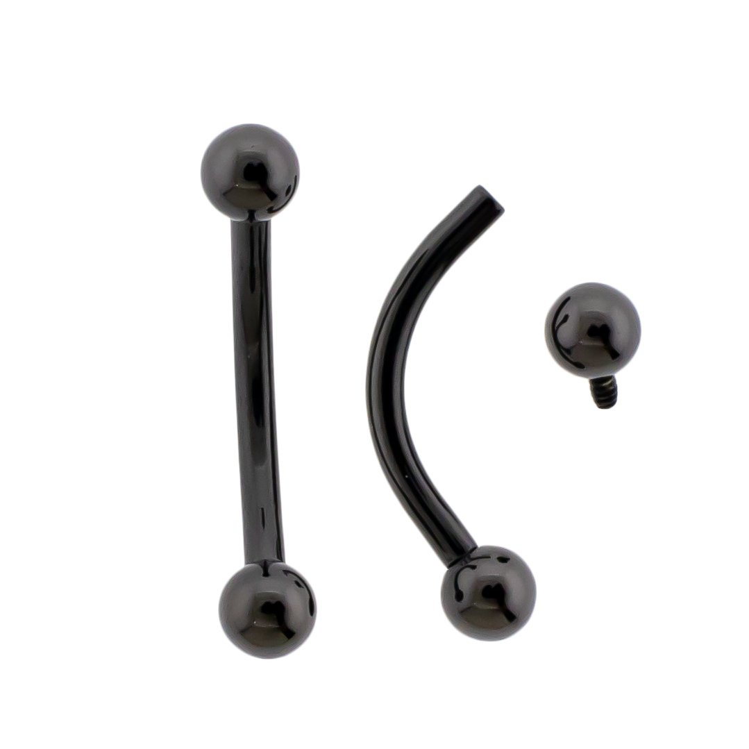 Black PVD Steel Internally Threaded Curved Barbell - Pierced Addiction